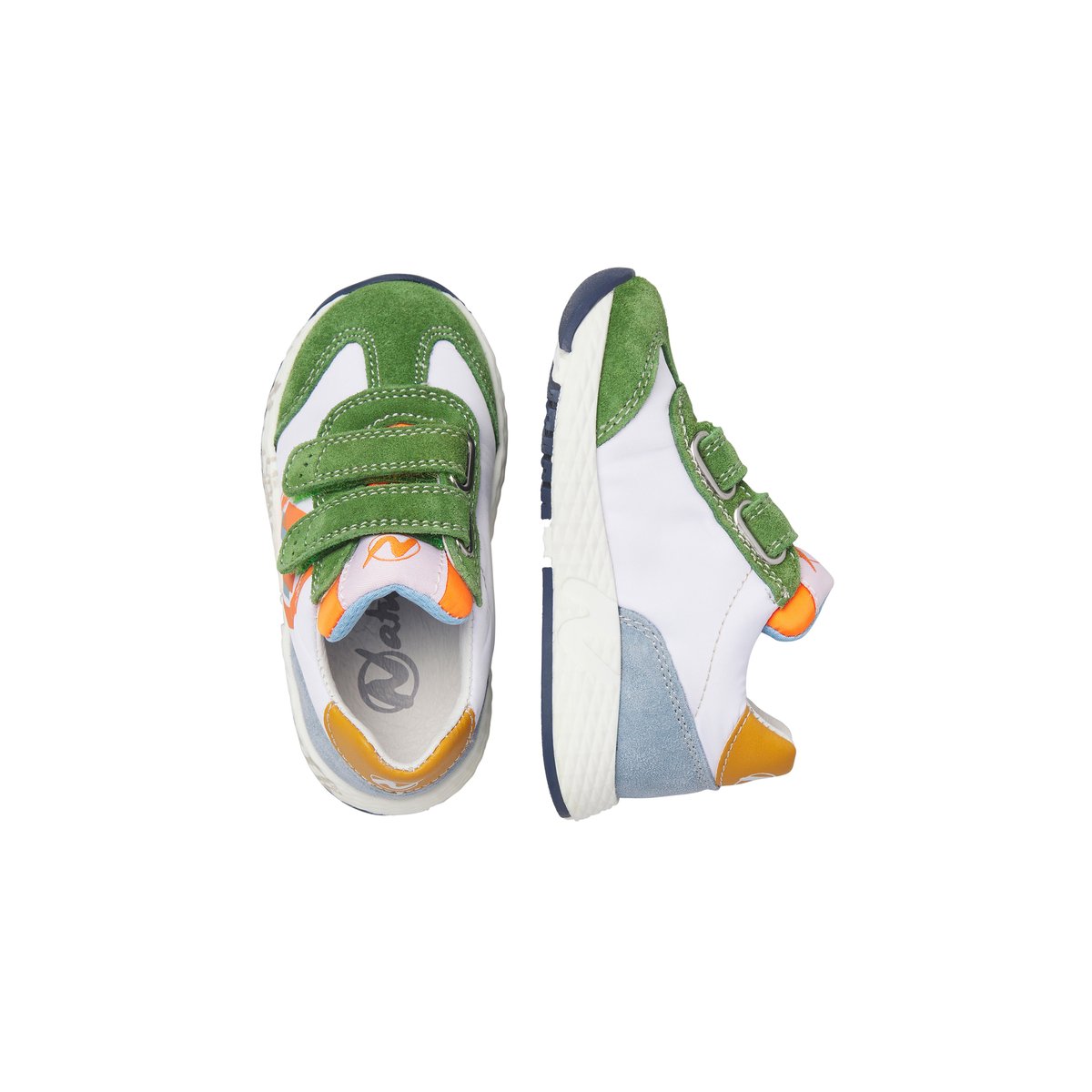 Sneakers en cuir et tissu JESKO 2 VL. vert-orange, NATURINO