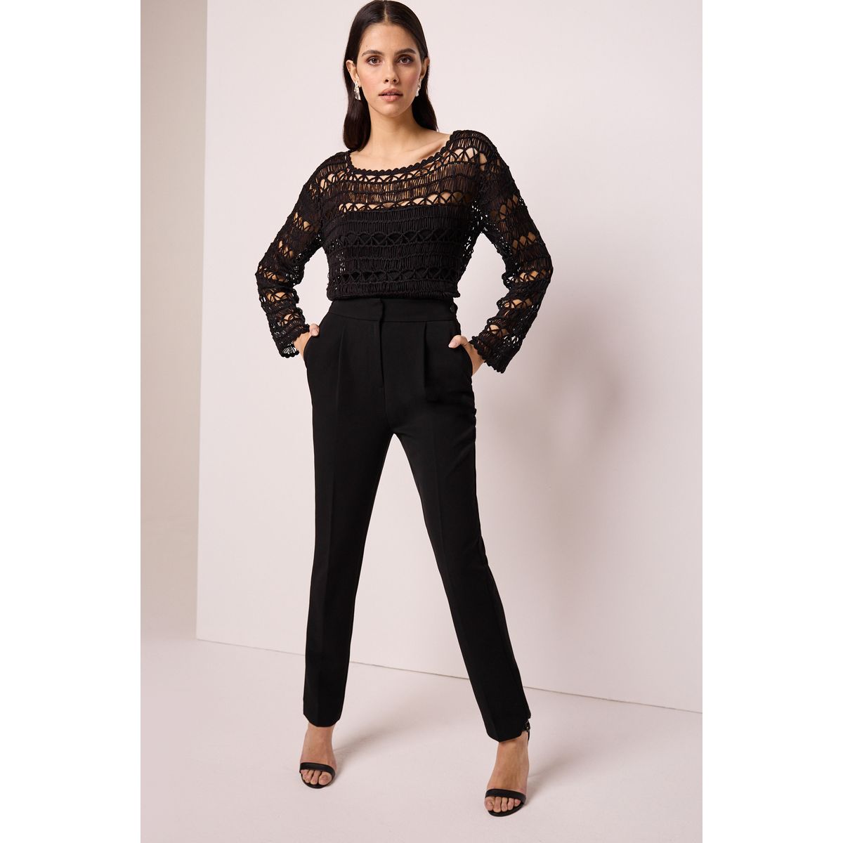 Pantalon ajusté coupe sablier noir, NEXT