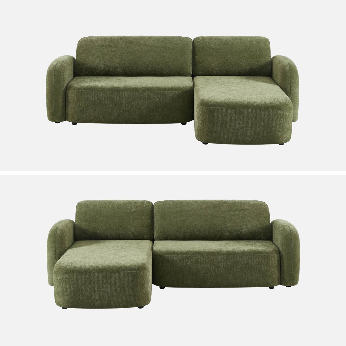 Canapé d'angle réversible convertible 3 places tissu avec coffre NOUMA vert, SWEEEK