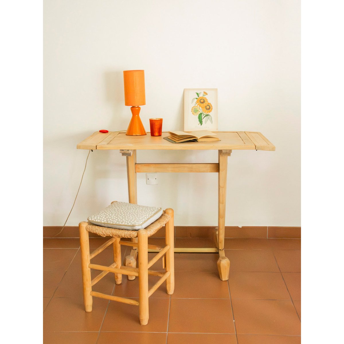 Table à manger bistro en bois à rabats Denise N°1362 - Bon état bois clair, DEBONGOUT