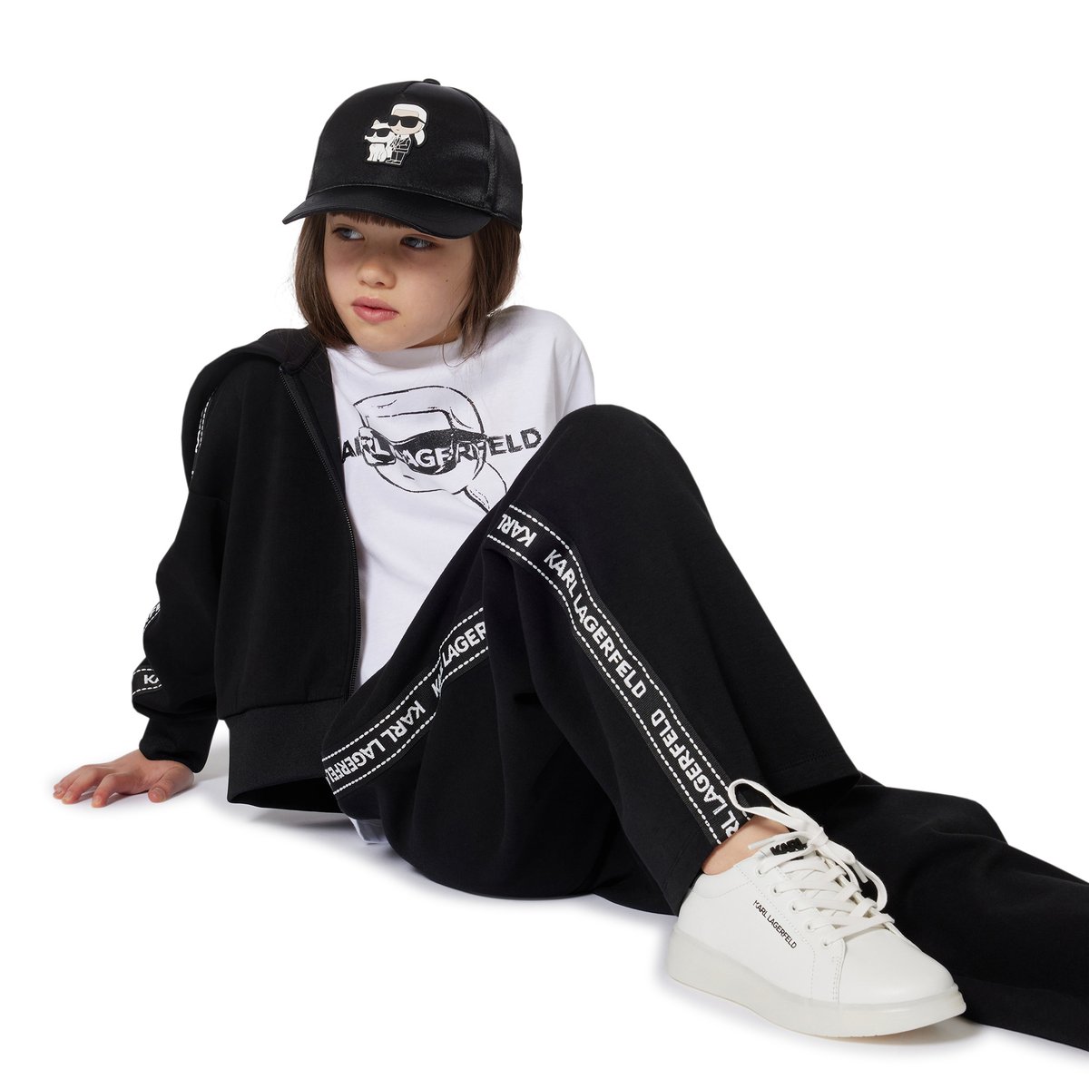 Sneakers basse stringate blanc, KARL LAGERFELD KIDS