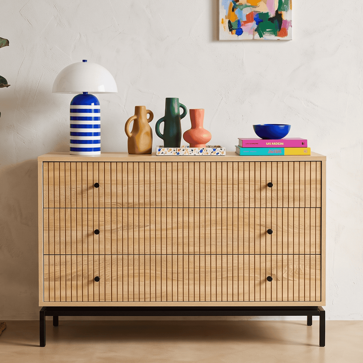 Commode 3 tiroirs - TALIA effet bois, HOMIFAB