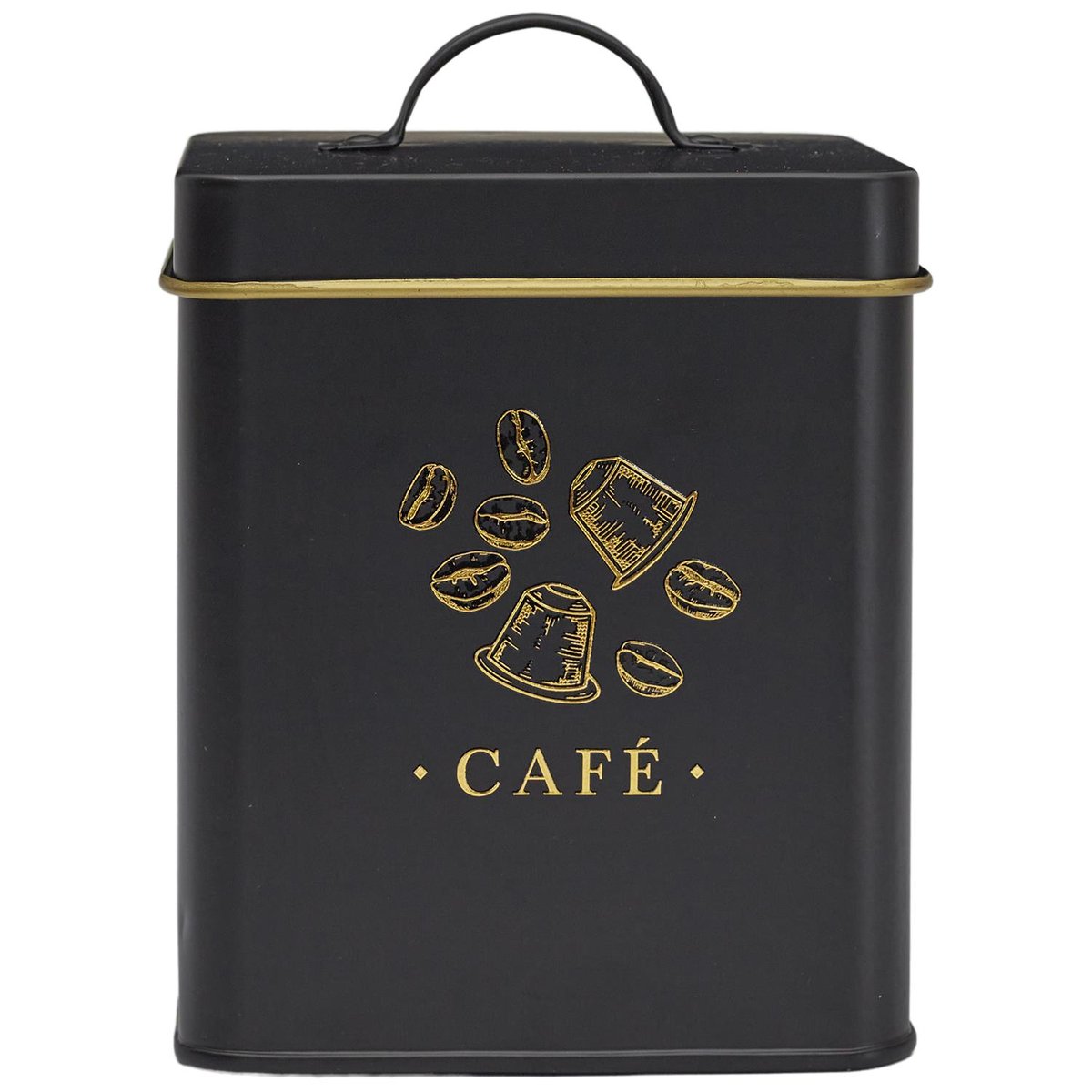 Boîte à café en métal noir et doré noir, EDEN
