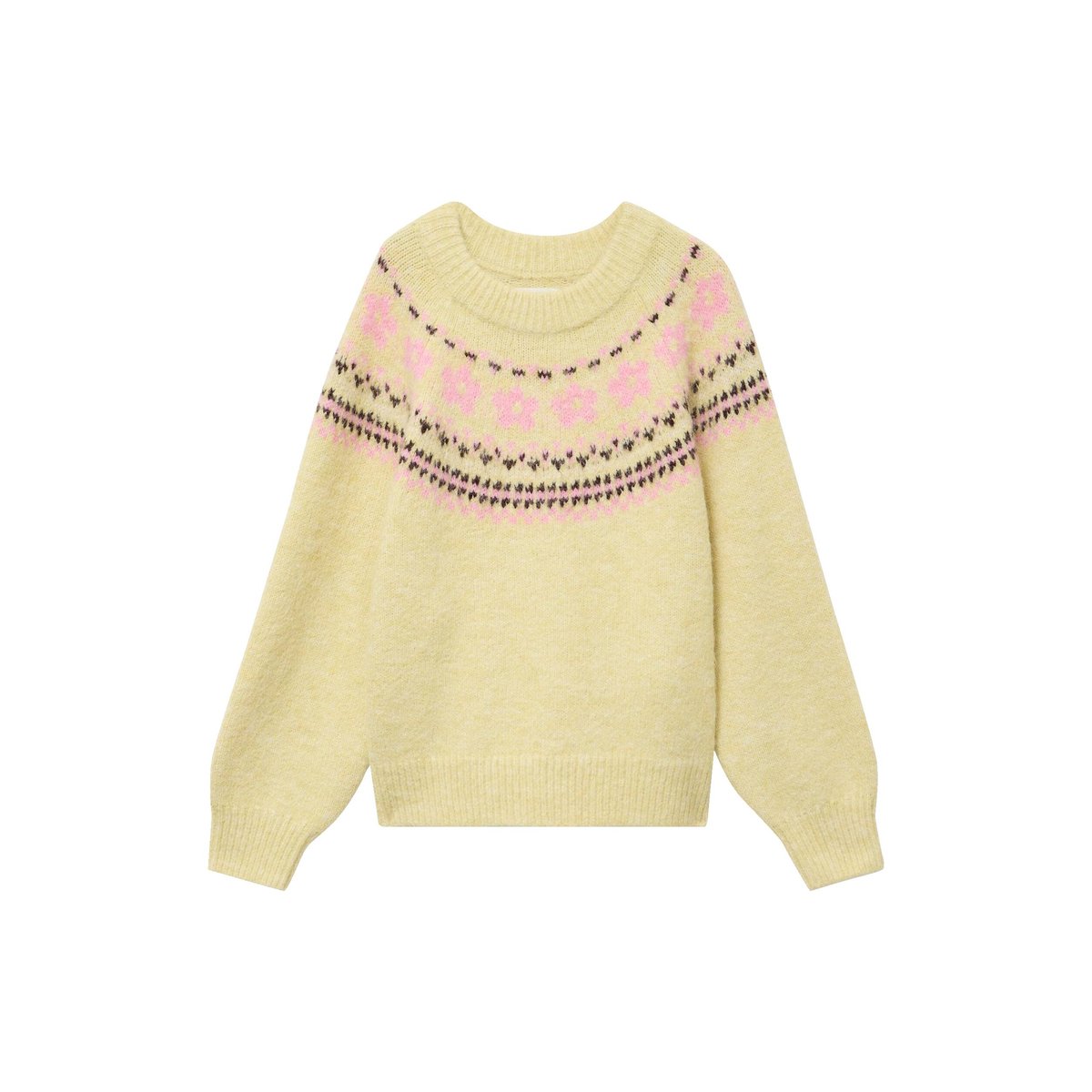 Pull col rond manches longues jaune clair, CACHE CACHE