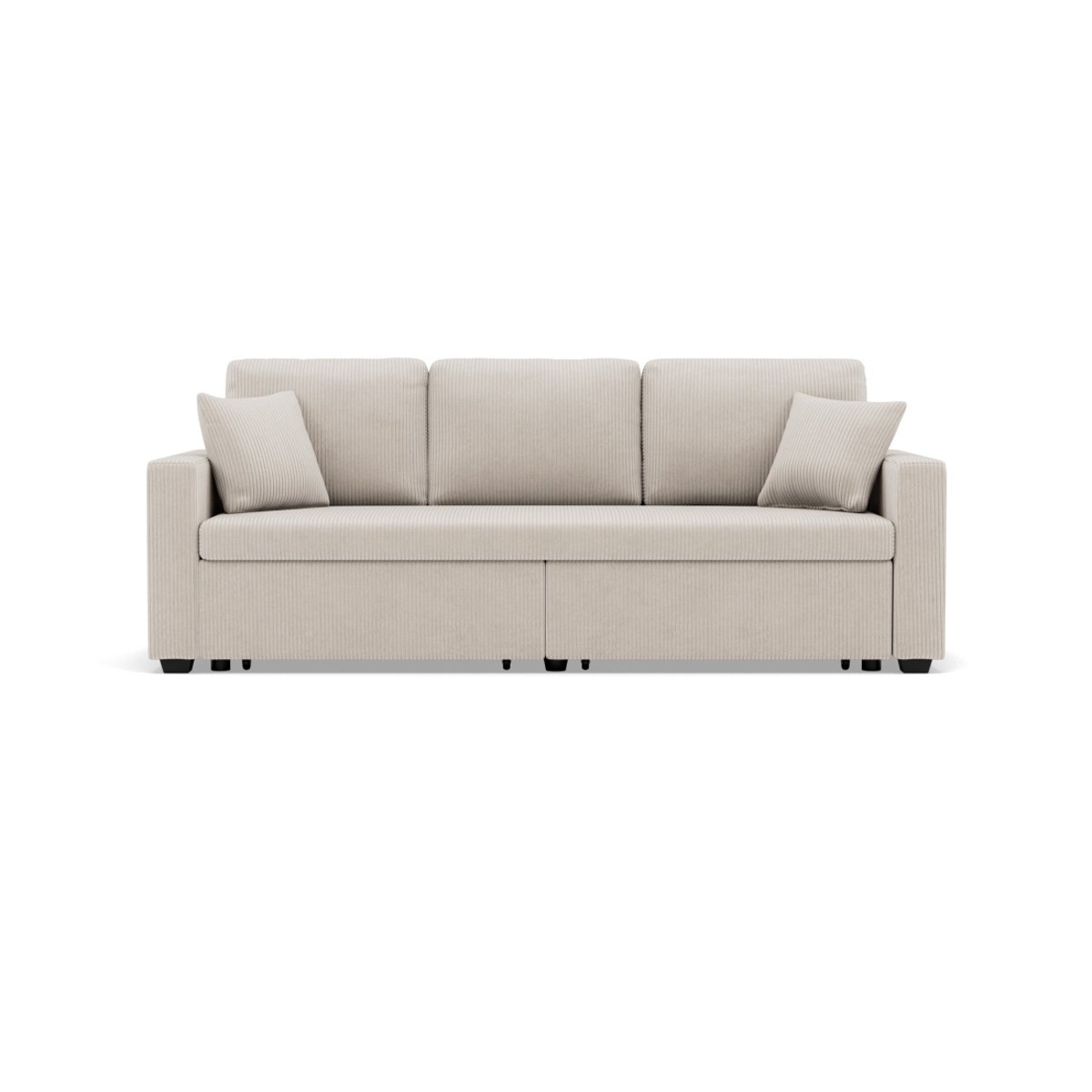 Canapé droit convertible velours côtelé 3pl, CYRUS beige, BEST MOBILIER