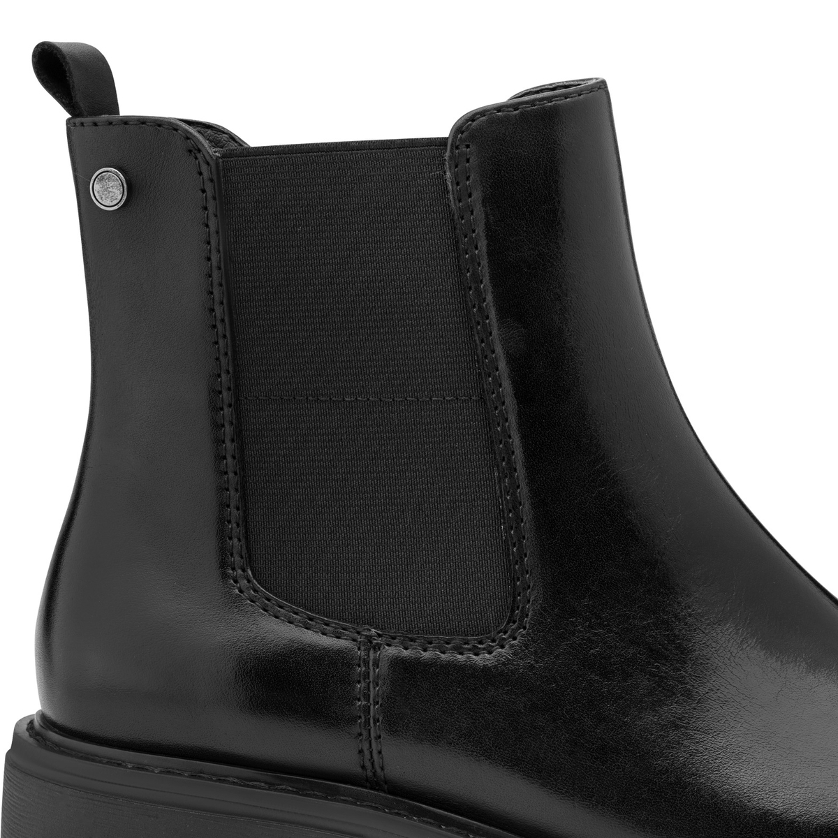Bottine Chelsea en cuir noir, JANA