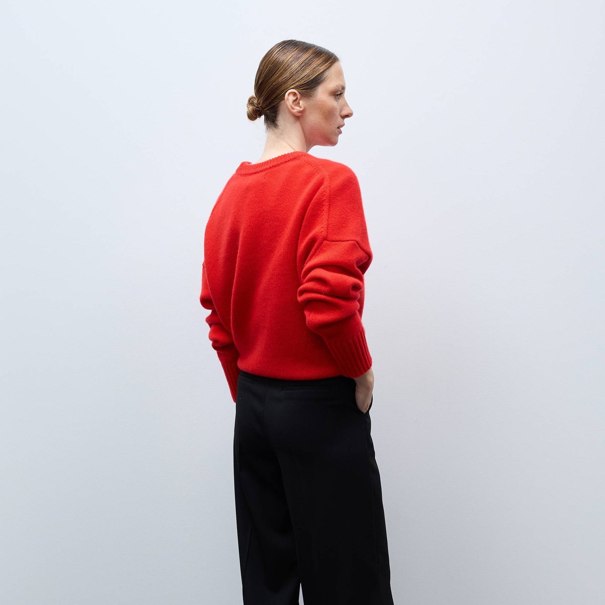 Pantalon large uni noir, MONOPRIX