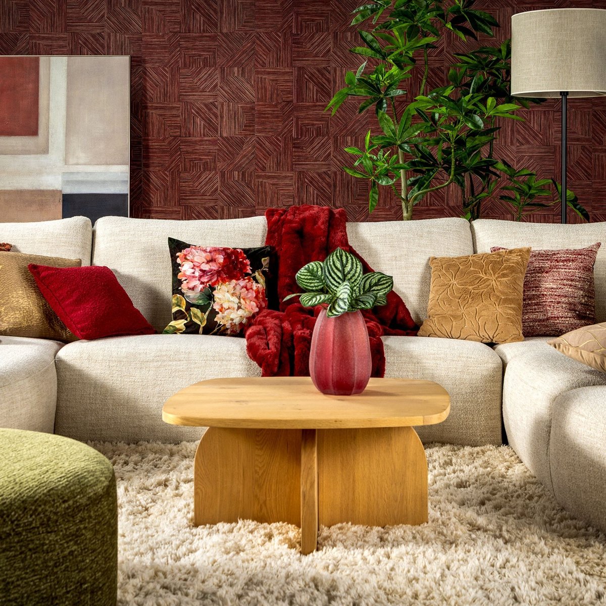 Housse de coussin Christan rouge, DUTCH DECOR