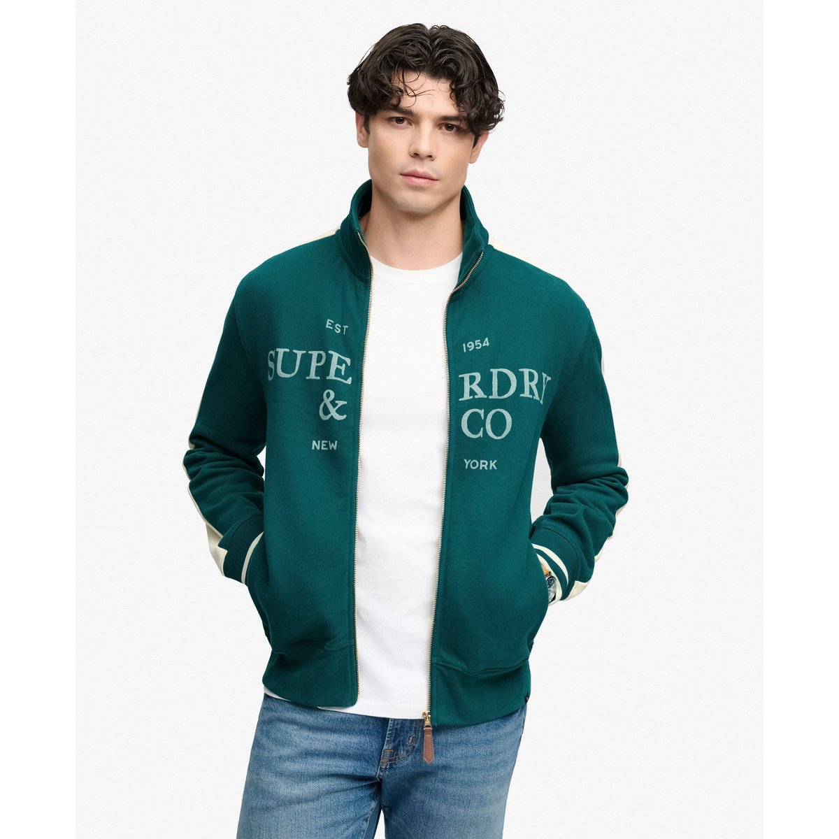 Veste Track Company Logo Coupe Décontractée vert forêt, SUPERDRY