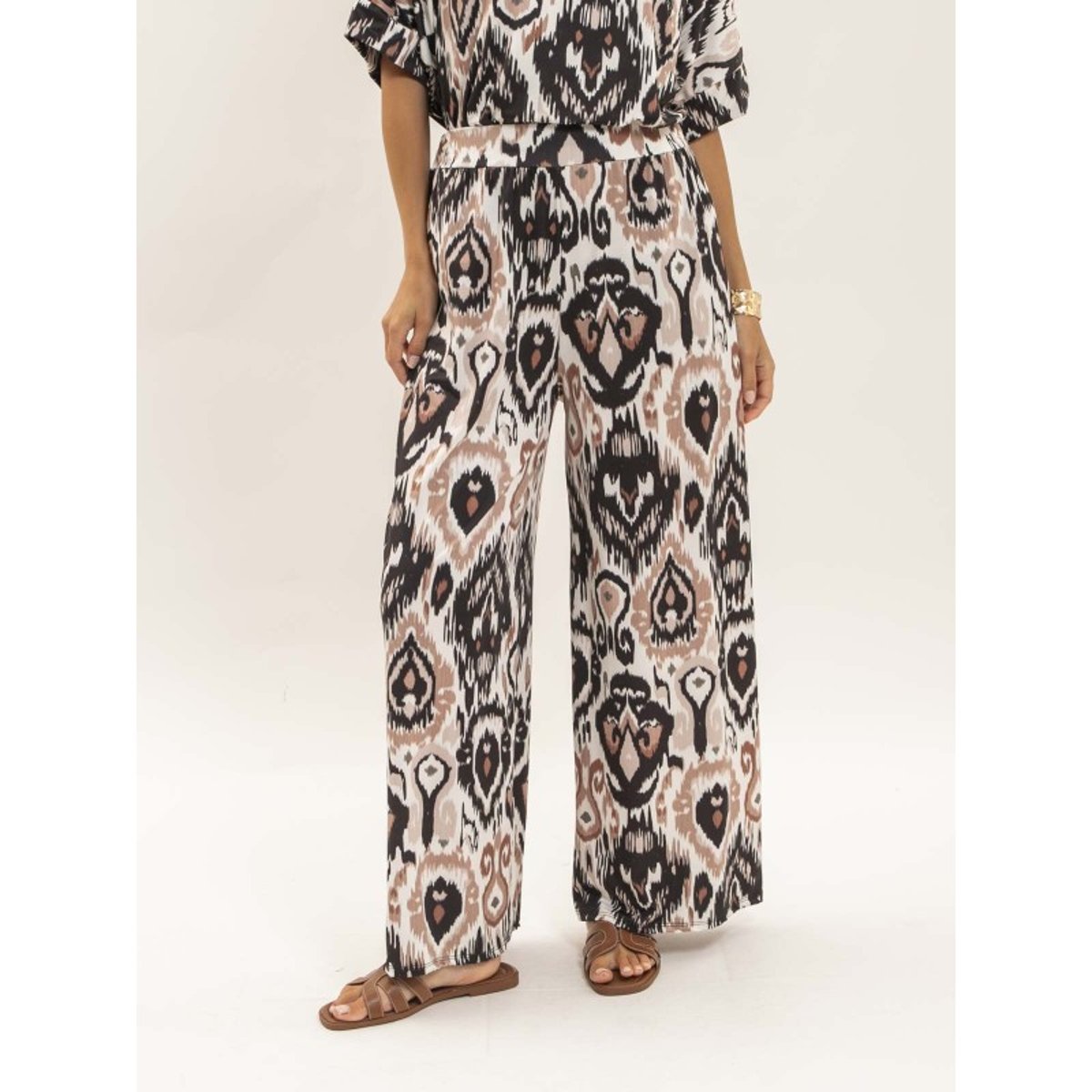 Pantalon Fluide Motifs Etonia noir, DONA LISA