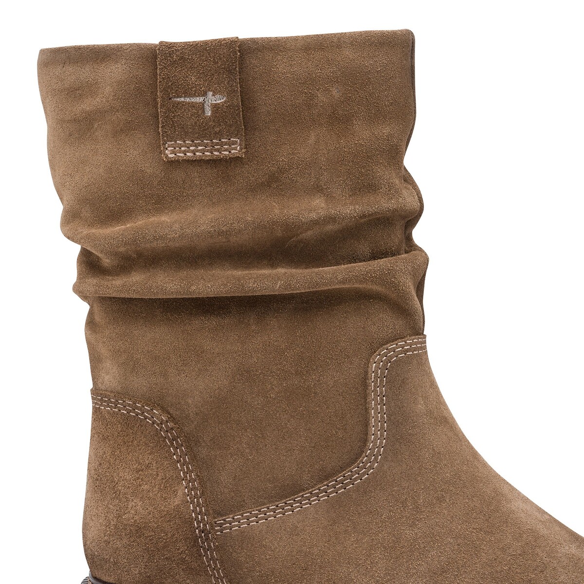 Botas de meio cano, em pele de camurça camel, TAMARIS