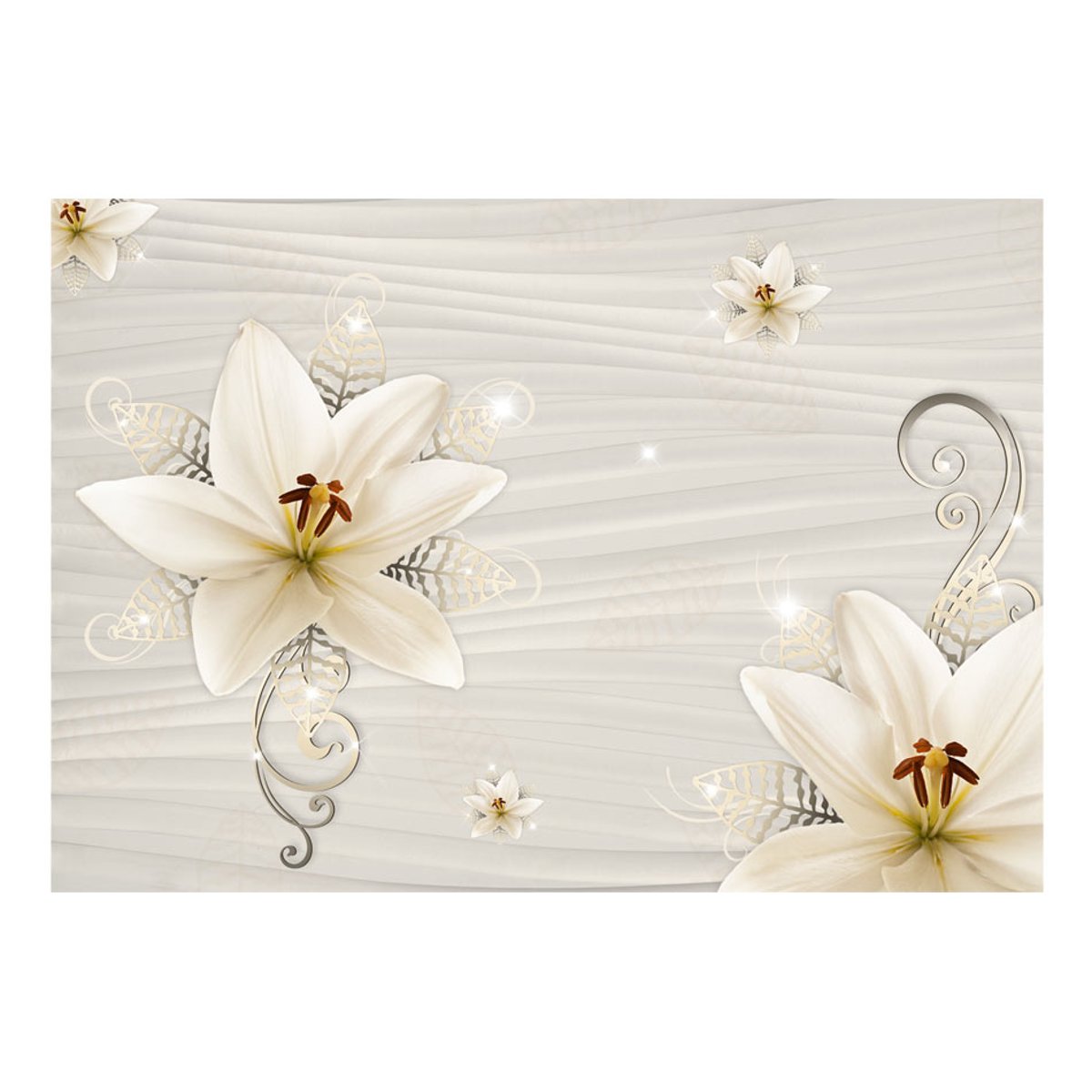 Papier peint intissé panoramique Fleurs Creamy Illusion multicouleur, EDEN