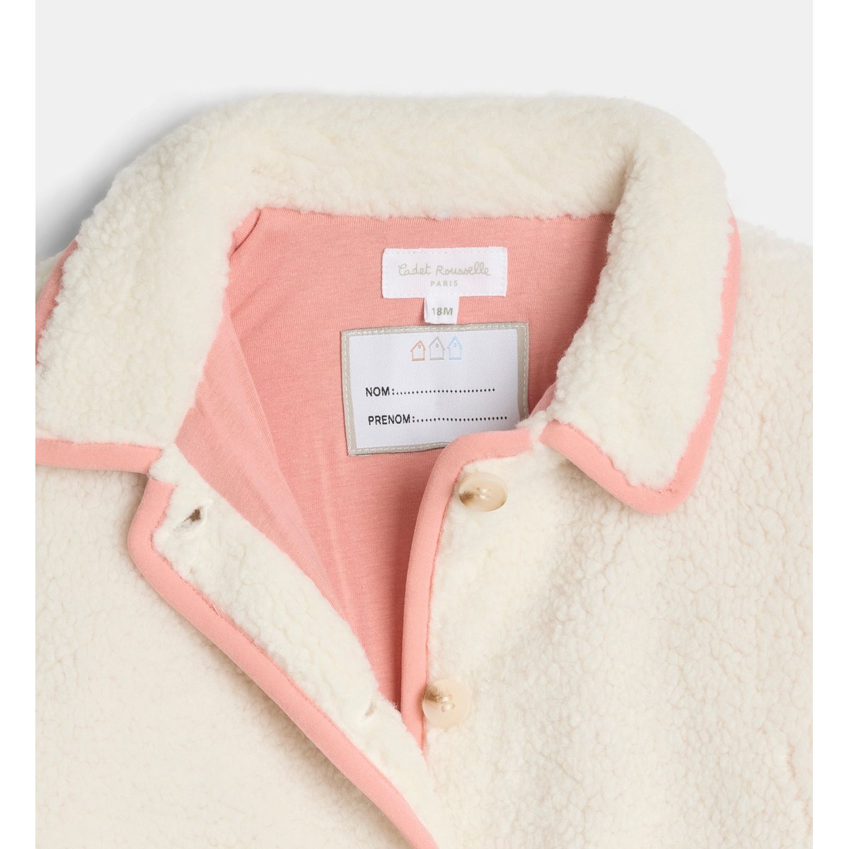 Veste totissa effet sherpa écru et rose, CADET ROUSSELLE