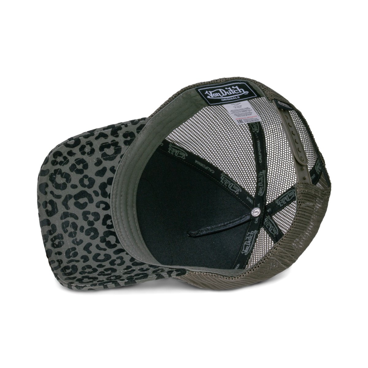 Casquette trucker LEOPARD kaki/noir, VON DUTCH