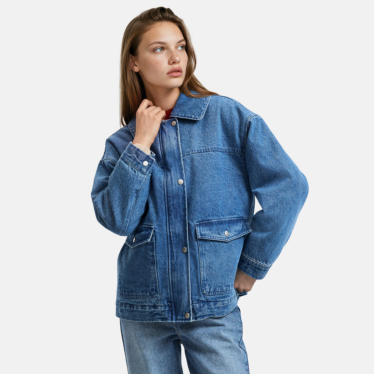Chaqueta vaquera con forro sherpa azul stone, LA REDOUTE COLLECTIONS