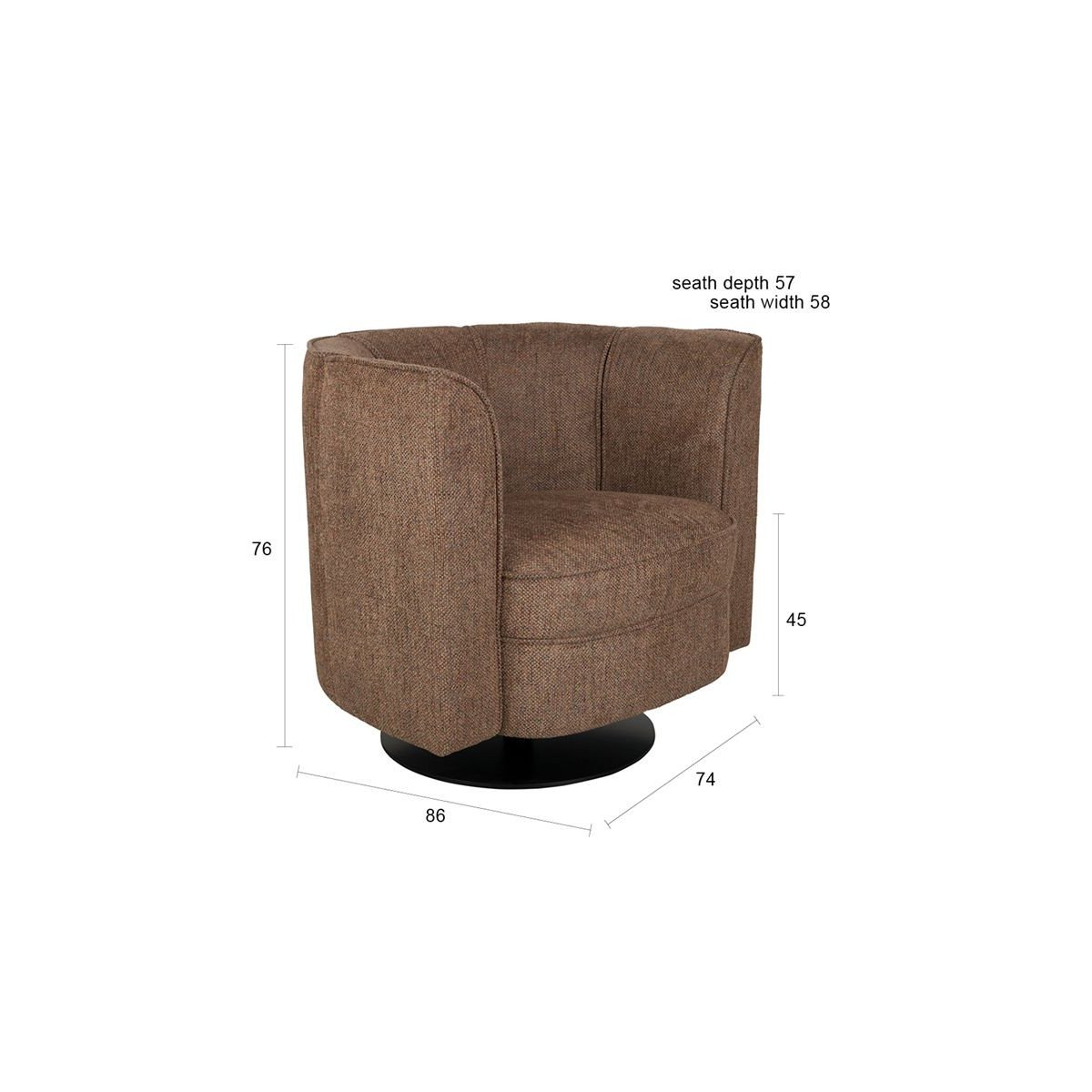 Fauteuil design pivotant en tissu, classique, FLOWER marron, DUTCHBONE