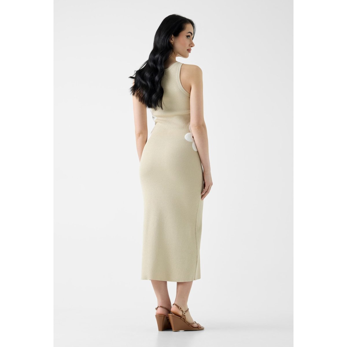 Fil textile Long Dress beige multi, GUESS