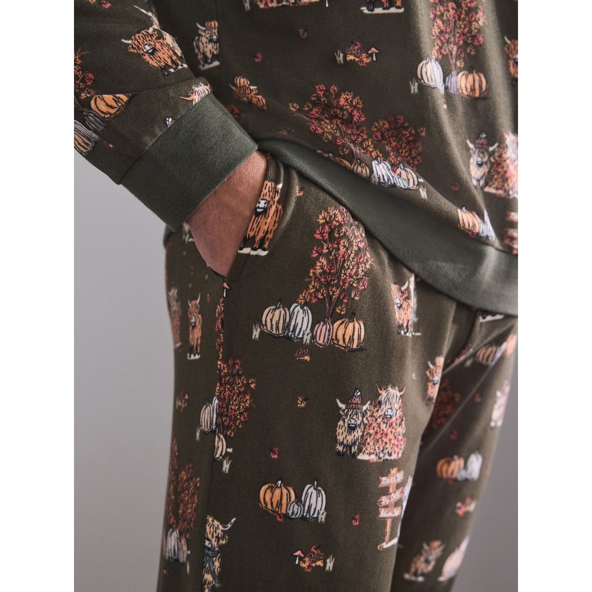 Pyjama en jersey halloween collection famille vert kaki, NEXT