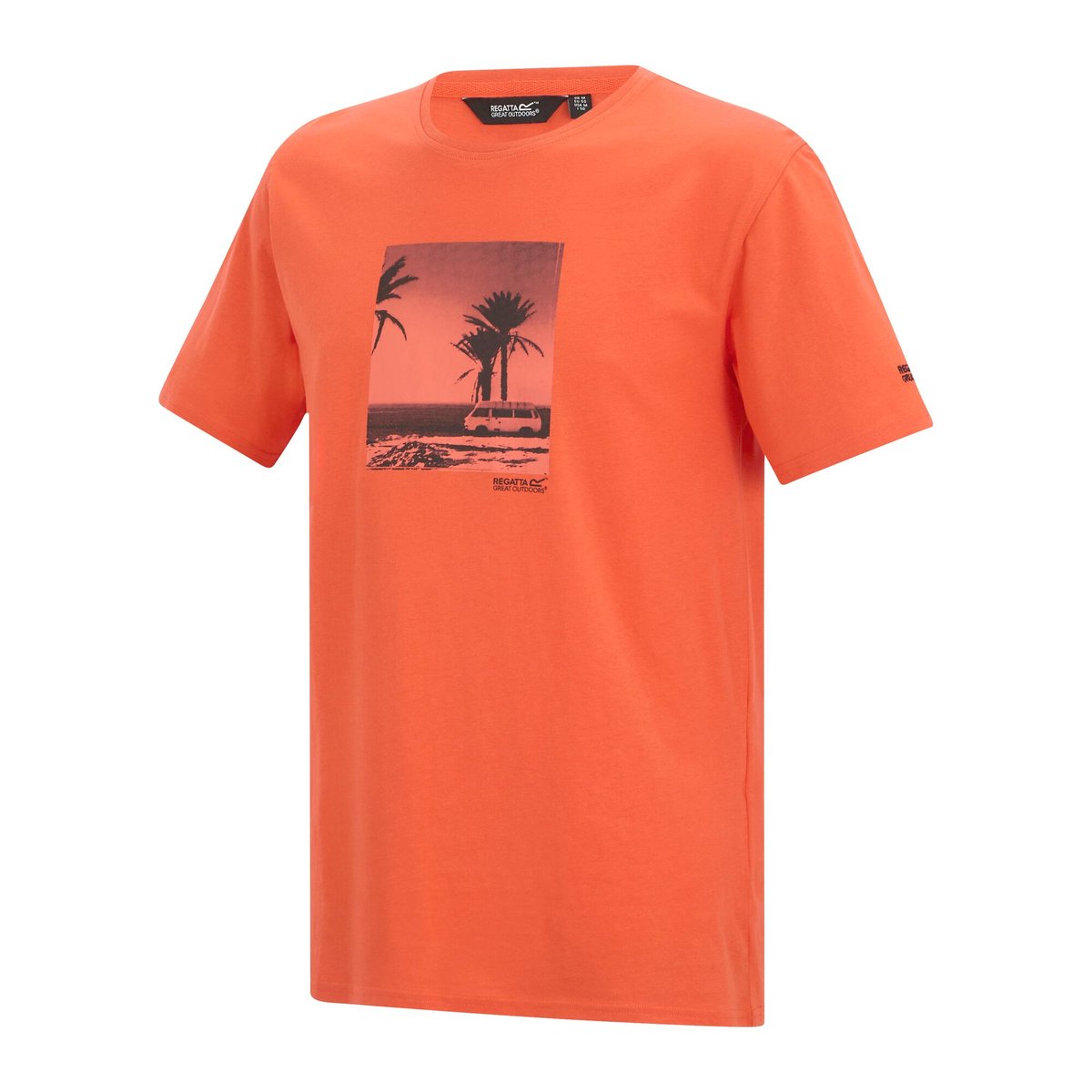 T-shirt manches courtes motif/style plage CLINE orange imprimé graphique, REGATTA