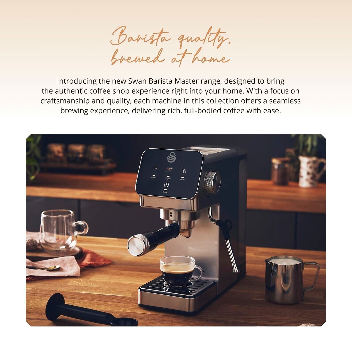 Digital Espresso Coffee Machine black, SWAN