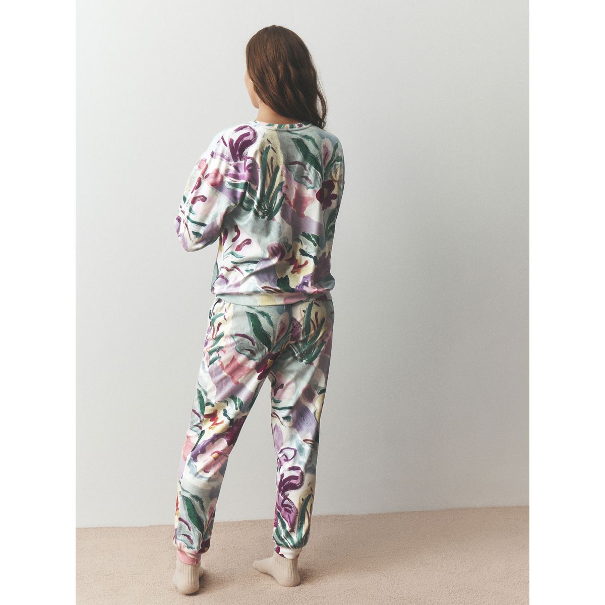 Pyjama confortable à manches longues vert sauge imprimé floral, NEXT