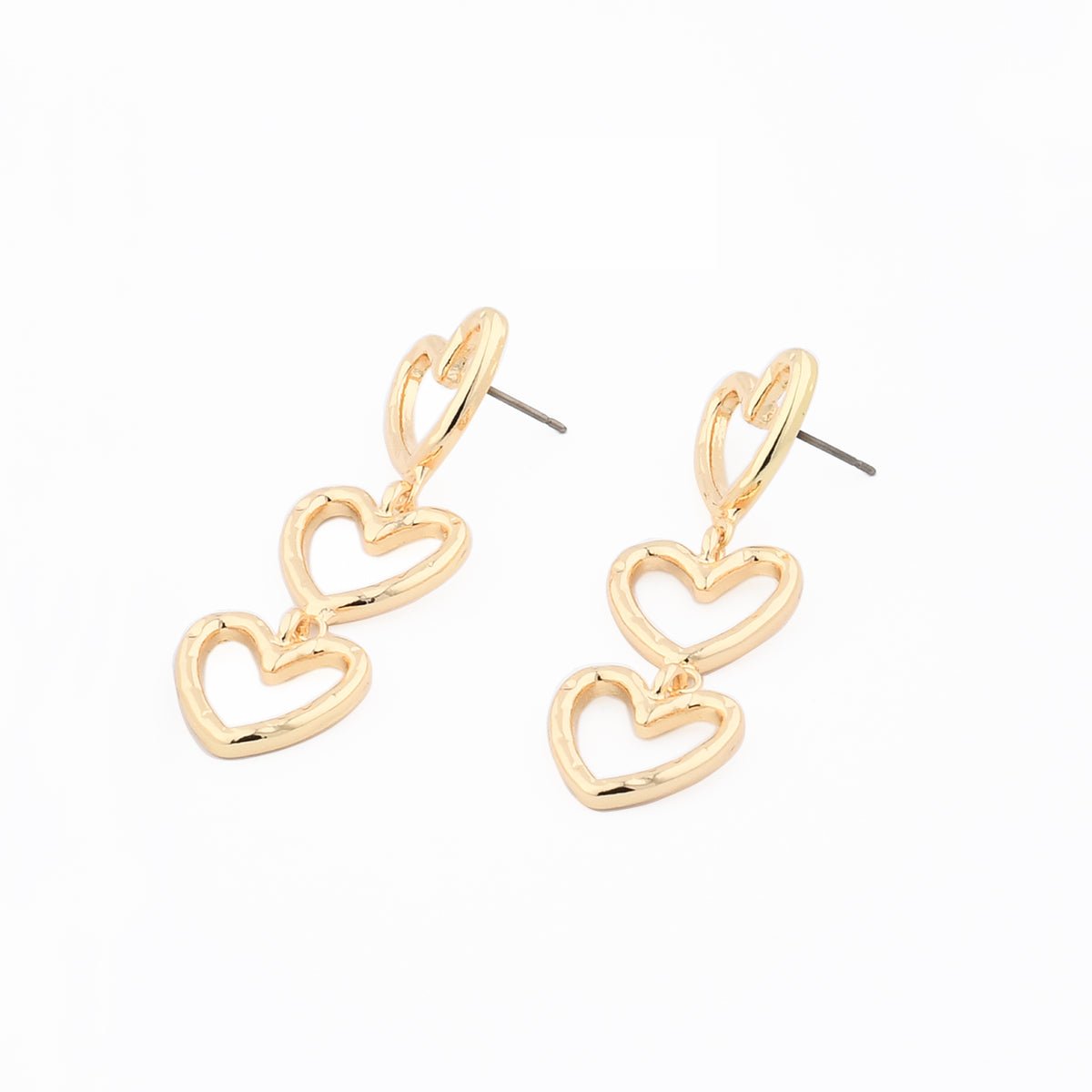 Boucles d'oreilles pendantes 3 cœurs doré, BALABOOSTE