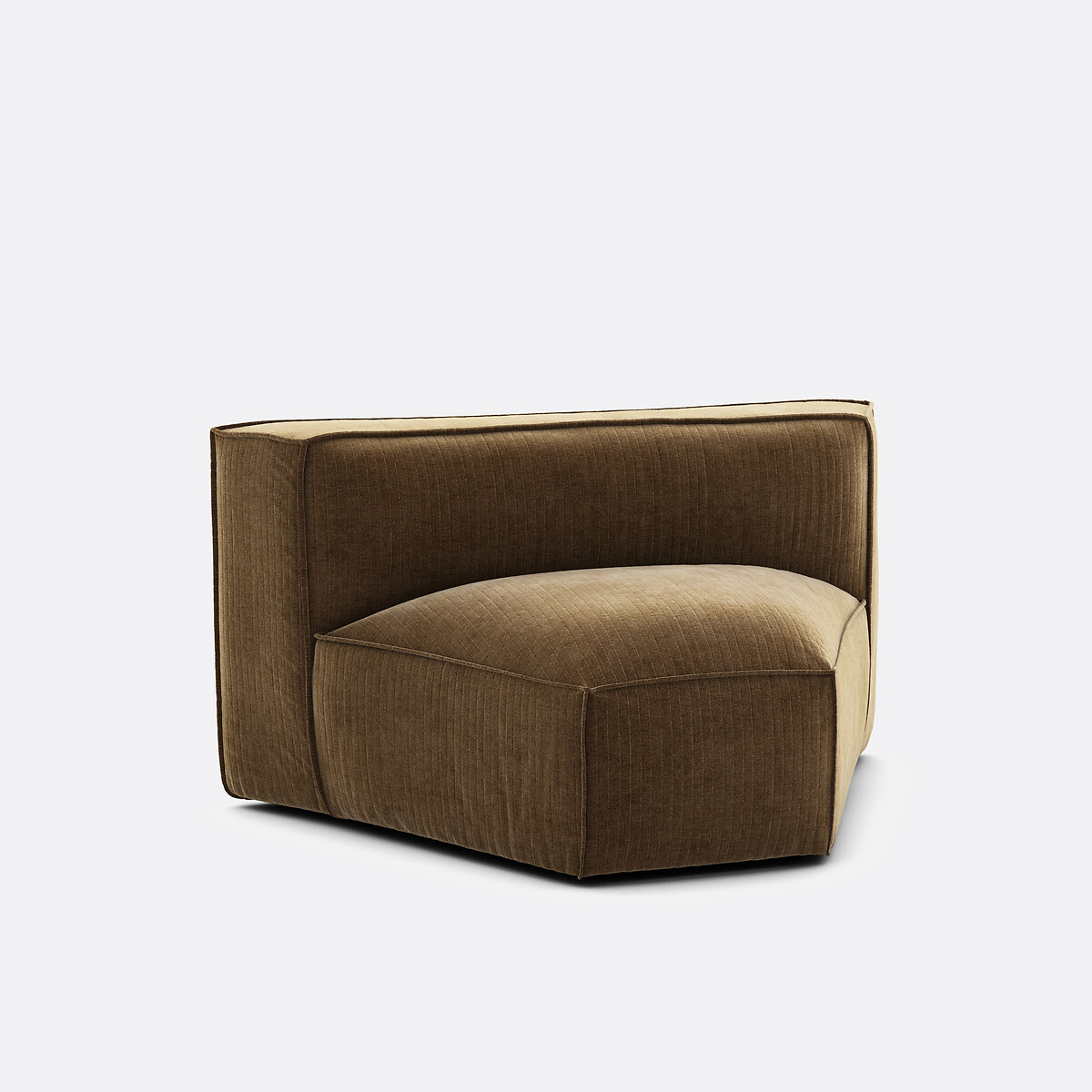 Elément d'angle ouvert pour canapé modulable, en velours côtelé vintage, SEVEN bronze, LA REDOUTE INTERIEURS