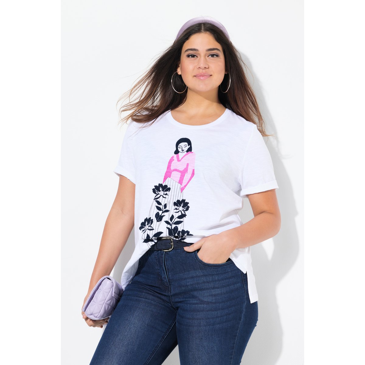 T-shirt à manches courtes et col blanc neige, ULLA POPKEN