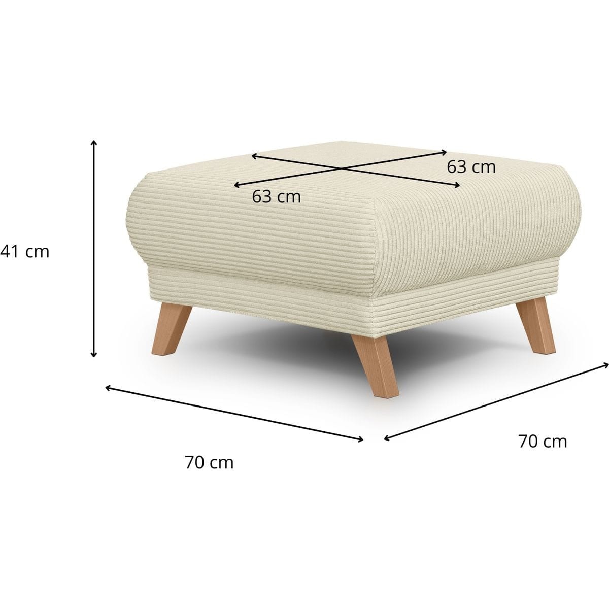 Pouf en velours côtelé - LARIA beige, HOMIFAB