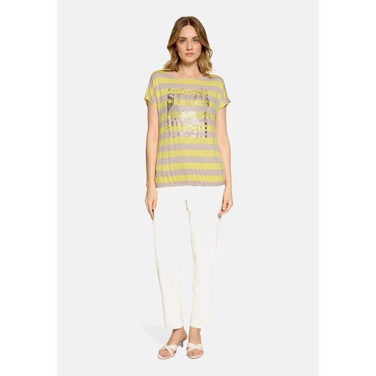 Haut imprimé à élastique beige/yellow, BETTY BARCLAY
