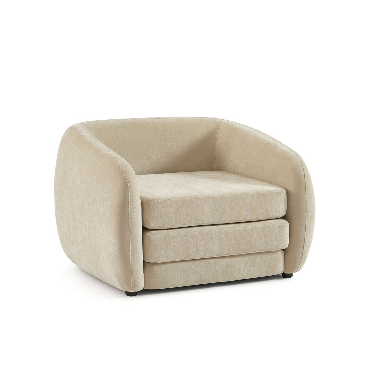 Fauteuil déplimousse tissu chenille PAZ beige, BAÏTA