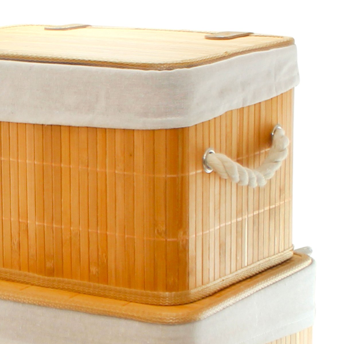 Set de 3 malles bambou 40x30x23cm bois, WADIGA