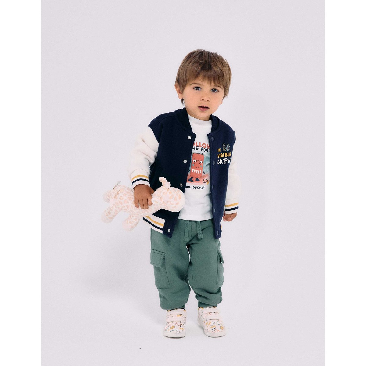 Blouson bomber en coton peigné avec imprimé bleu foncé, ZIPPY