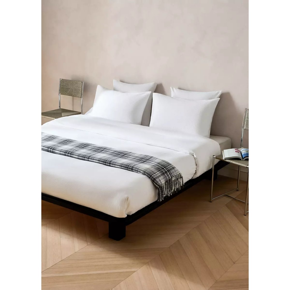 Housse de couette coton garment-dyed mini waffle lit 180/200 cm blanc cassé, MANGO HOME