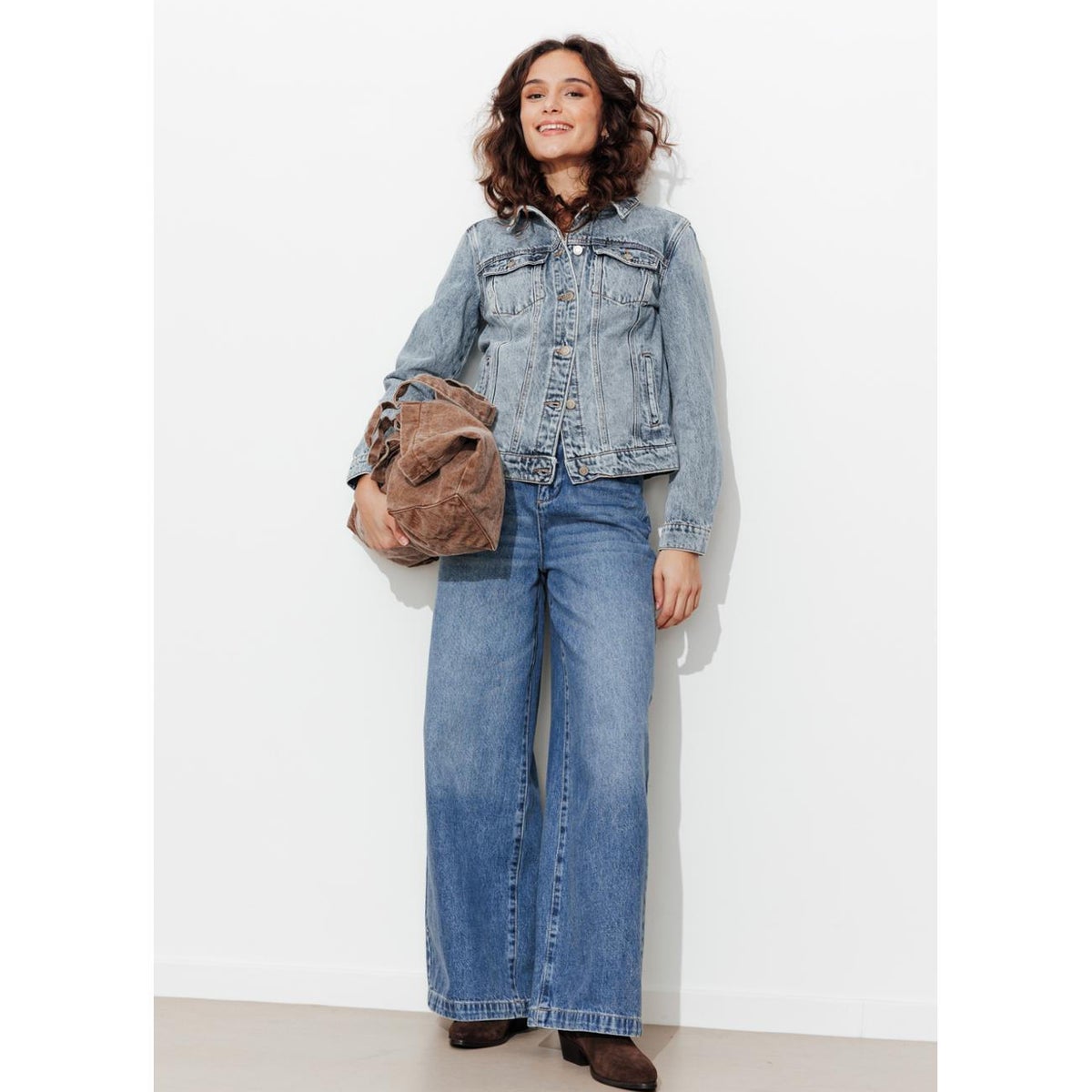 Veste en jean délavé jean moyen, PROMOD
