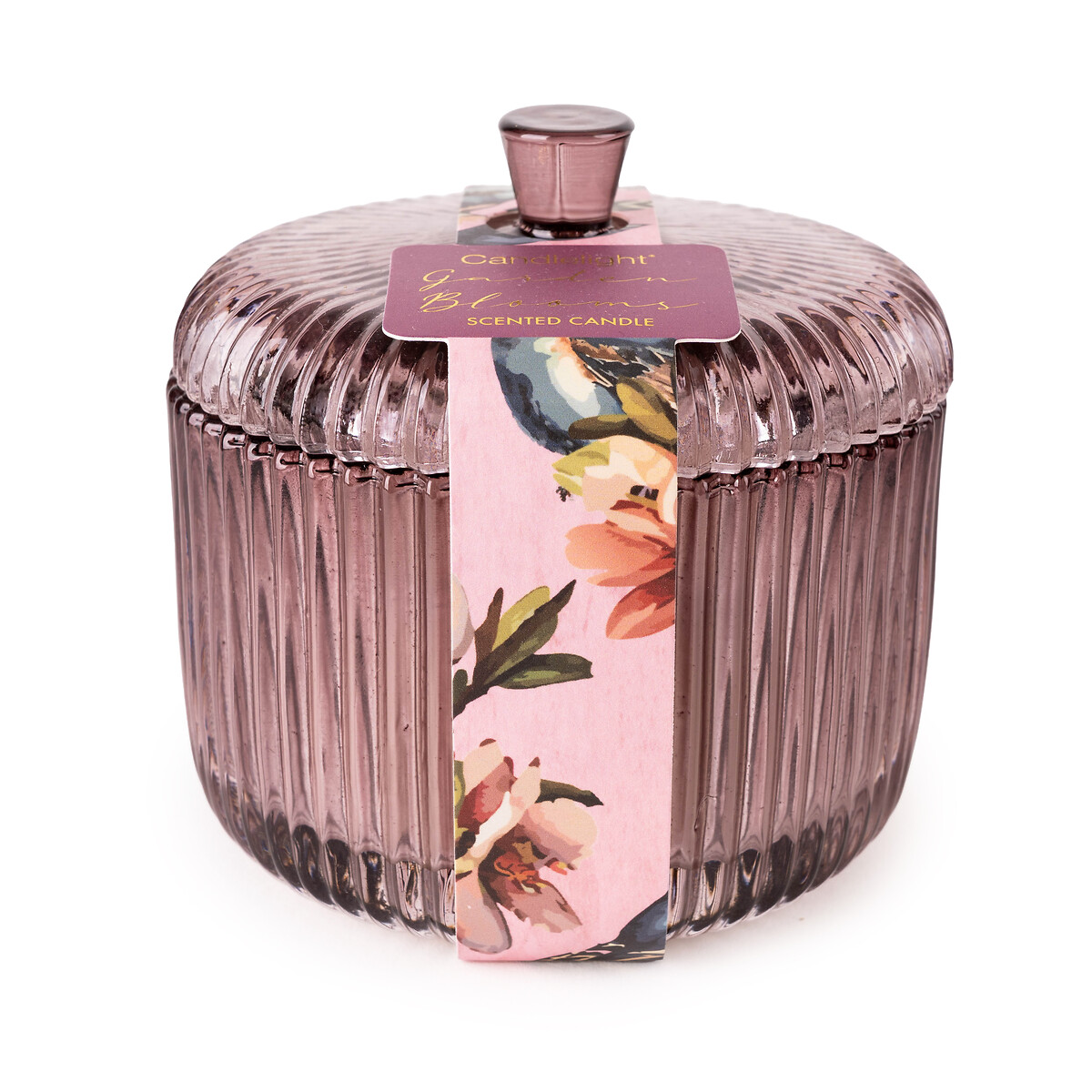 Ridged Glass Garden Bloom Candle with Lid plum, SO'HOME