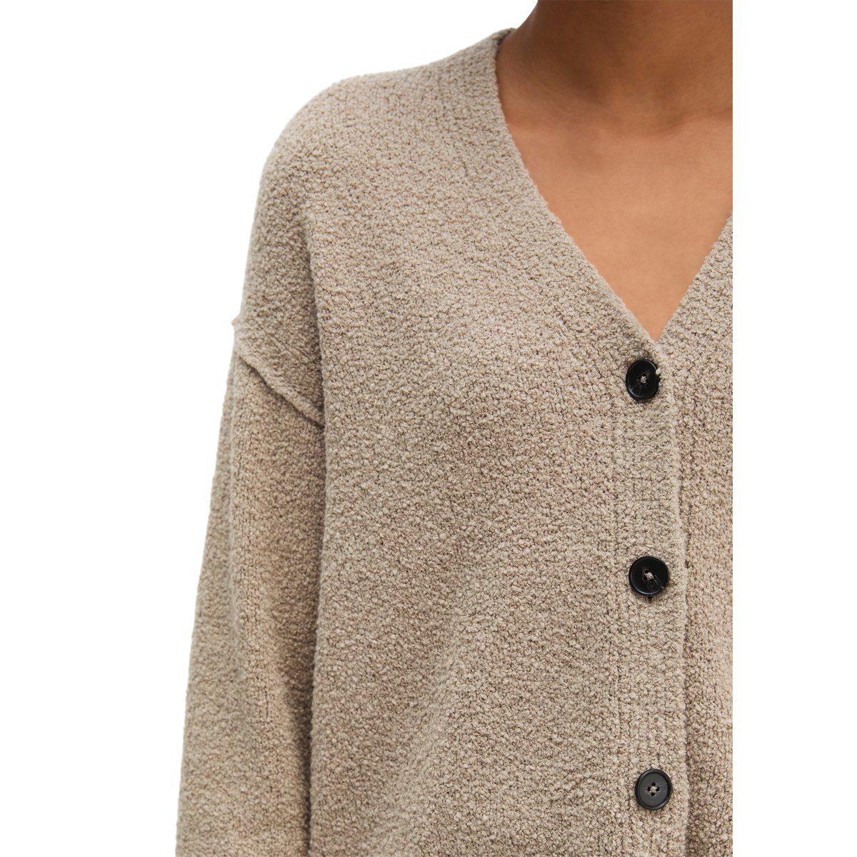 Cardigan relaxed en fil bouclé beige, MARC O'POLO