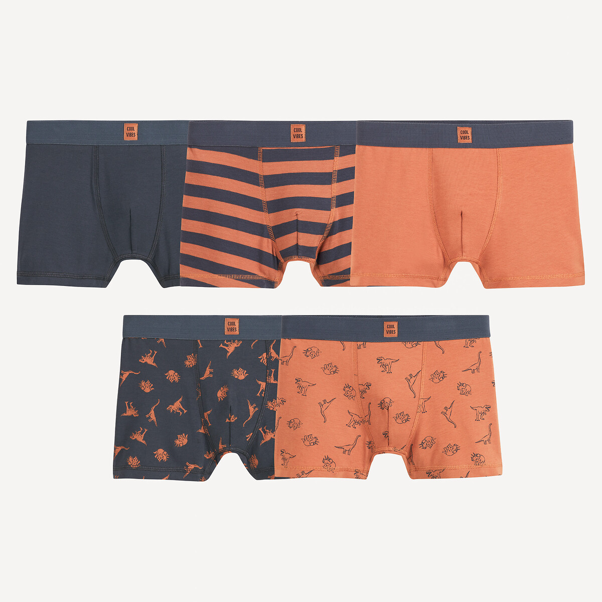 Set van 5 boxershorts blauw + camel, LA REDOUTE COLLECTIONS