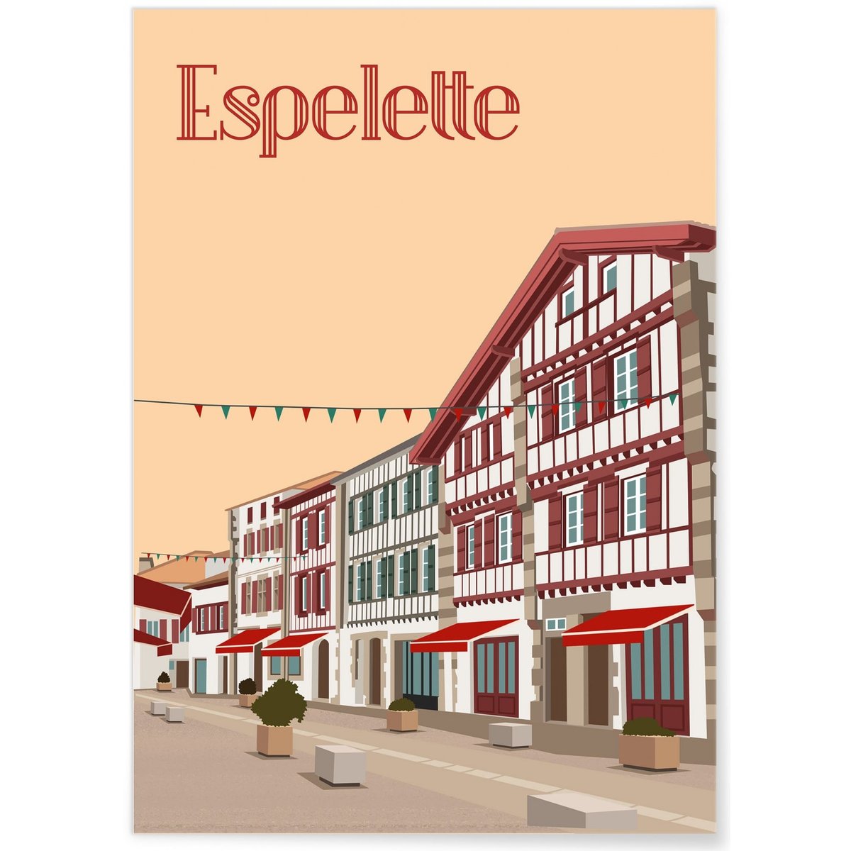 Affiche ville Espelette blanc, L'AFFICHERIE