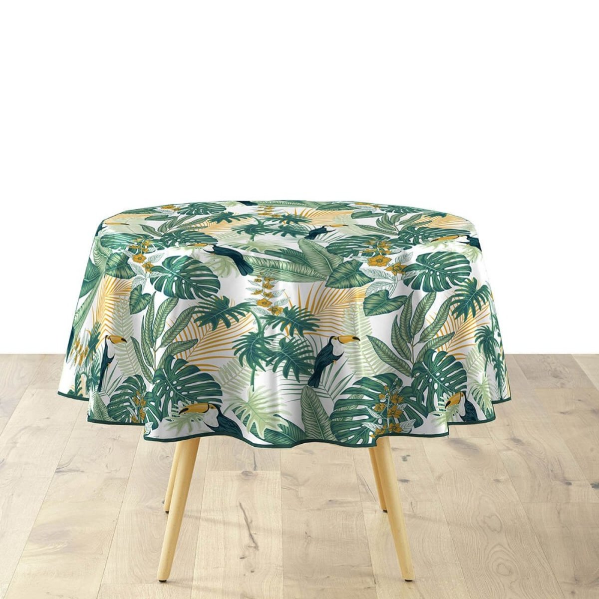 Nappe ronde D160 Textilia Guyana vert, DECORATIE