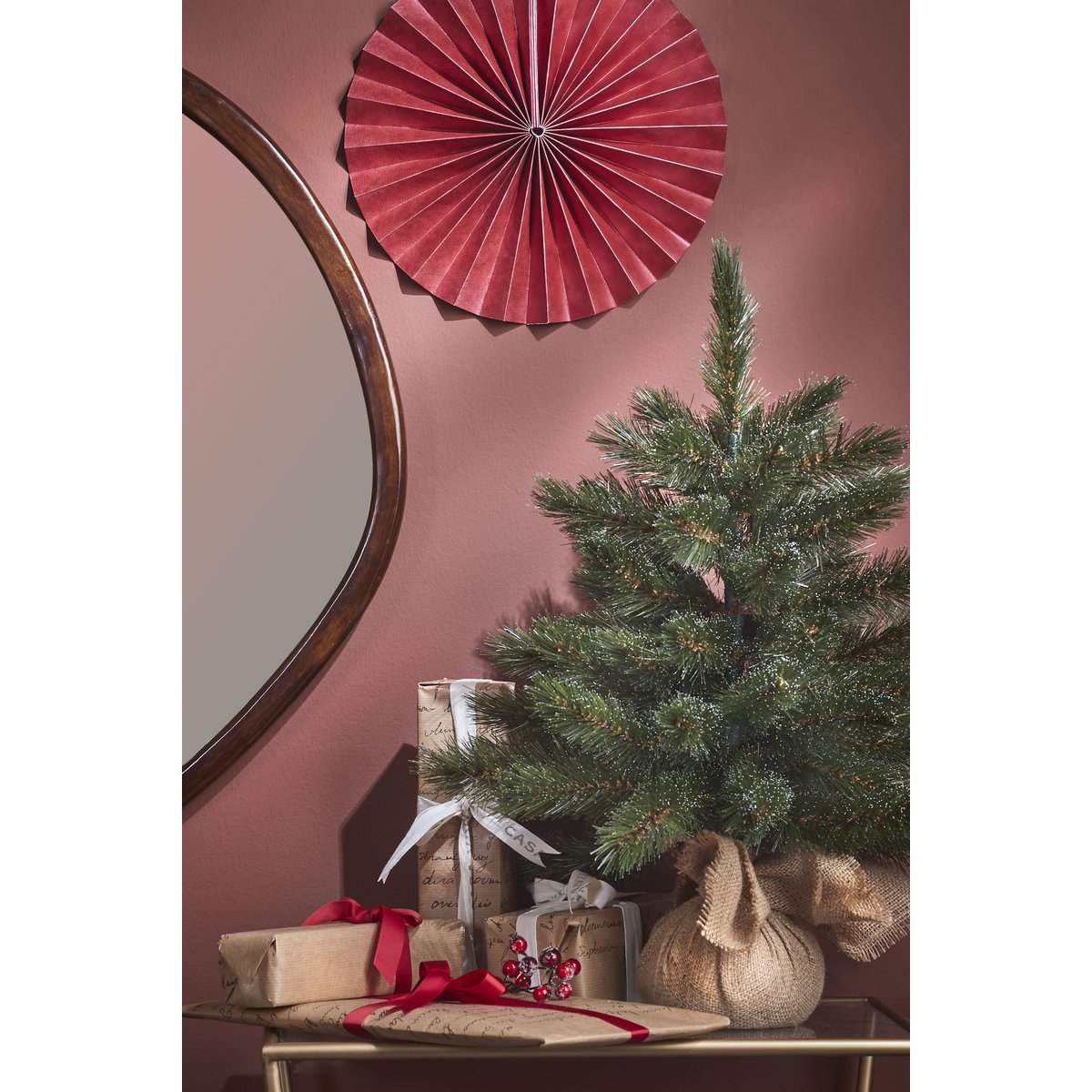 Sapin de Noël artificiel dans un sac en jute H60 cm FOREST FROSTED vert, TRIUMPH TREE