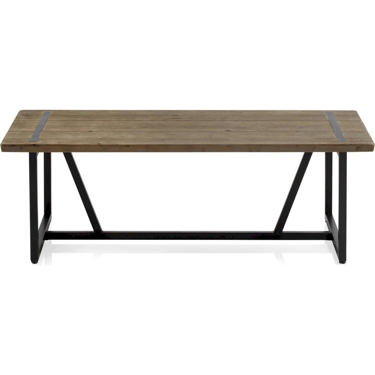 Table basse rectangulaire en bois et métal bois naturel et métal noir, RECOLLECTION