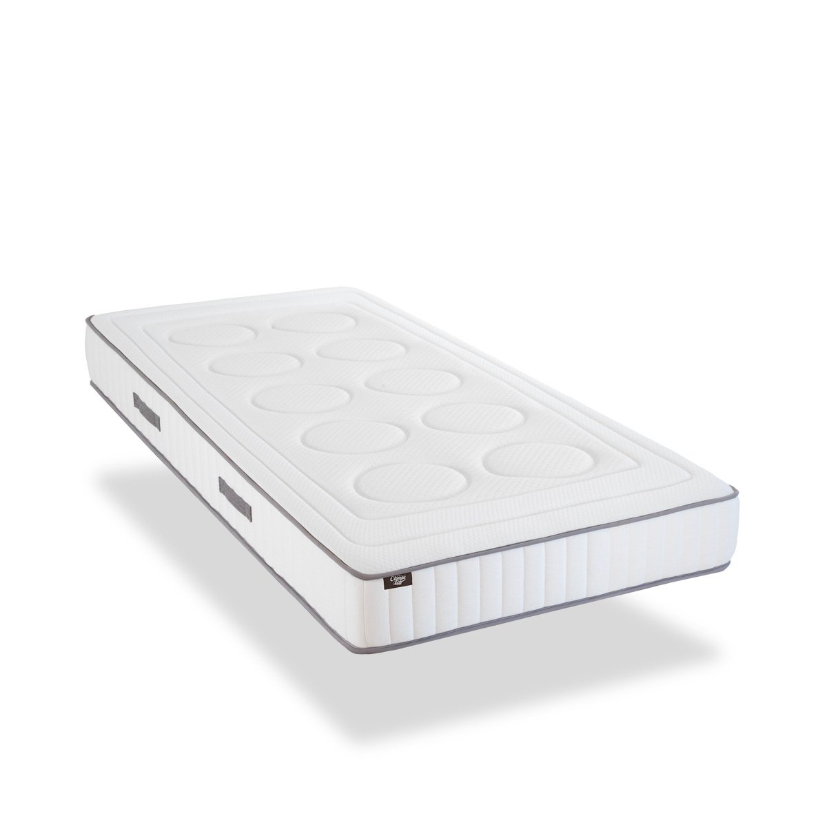 Ensemble Cristal 140x200 cm Matelas Mousse + Sommier Bois blanc, OLYMPE LITERIE