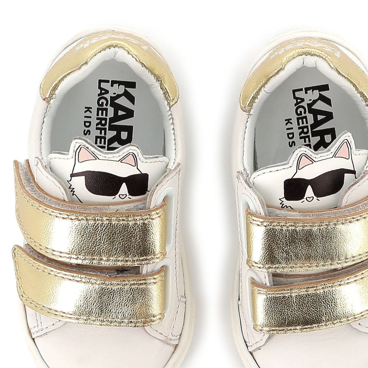 Sneakers in pelle a strappo blanc, KARL LAGERFELD KIDS
