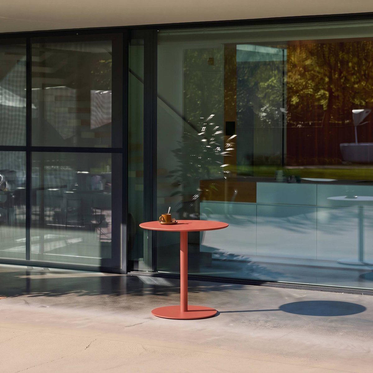 Table de jardin bistrot ronde acier 2 places intérieur/extérieur OREA anthracite, SWEEEK