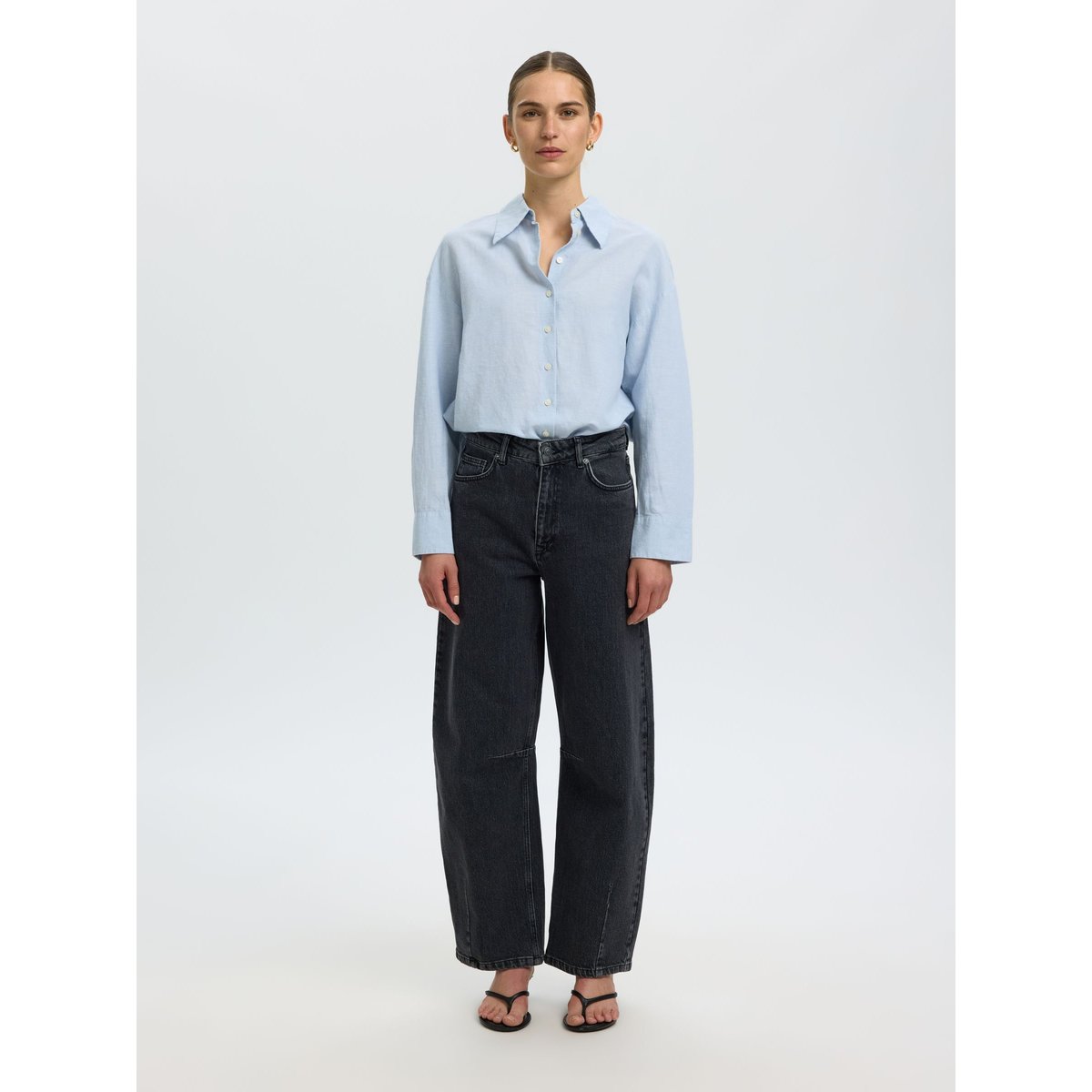 Jeans Barrel medium grey denim, SELECTED