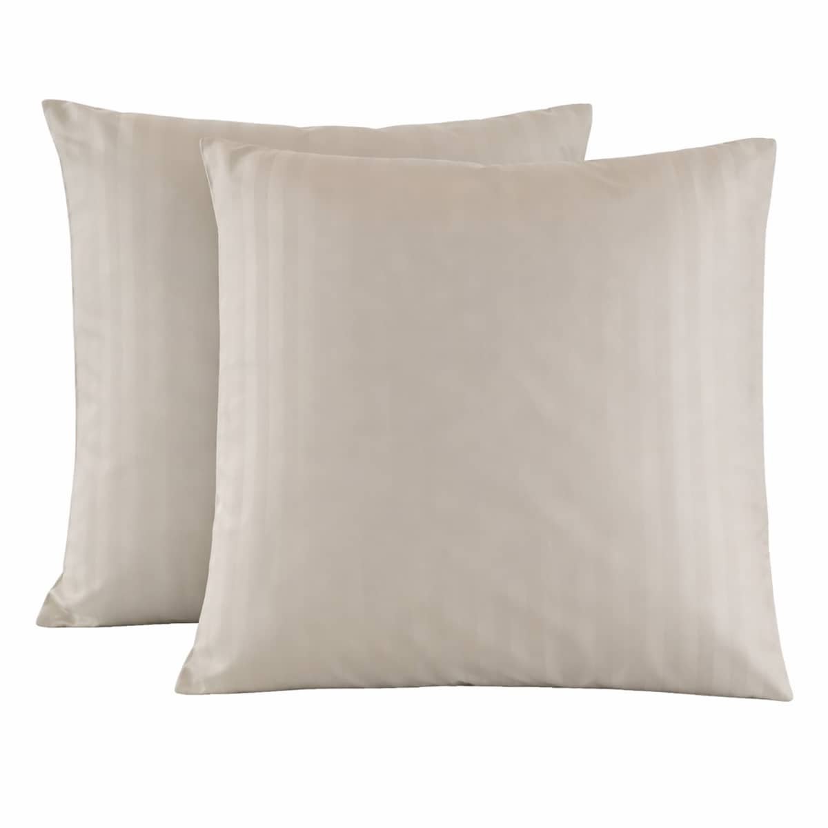 Parure housse de couette coton bande satin 120 fils MIRAGE gris, LINANDELLE