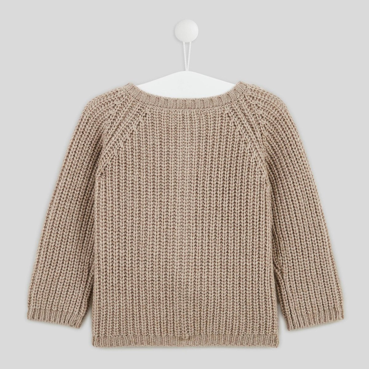 Cardigan à manches longues uni contenant de la laine beige chine, MONOPRIX