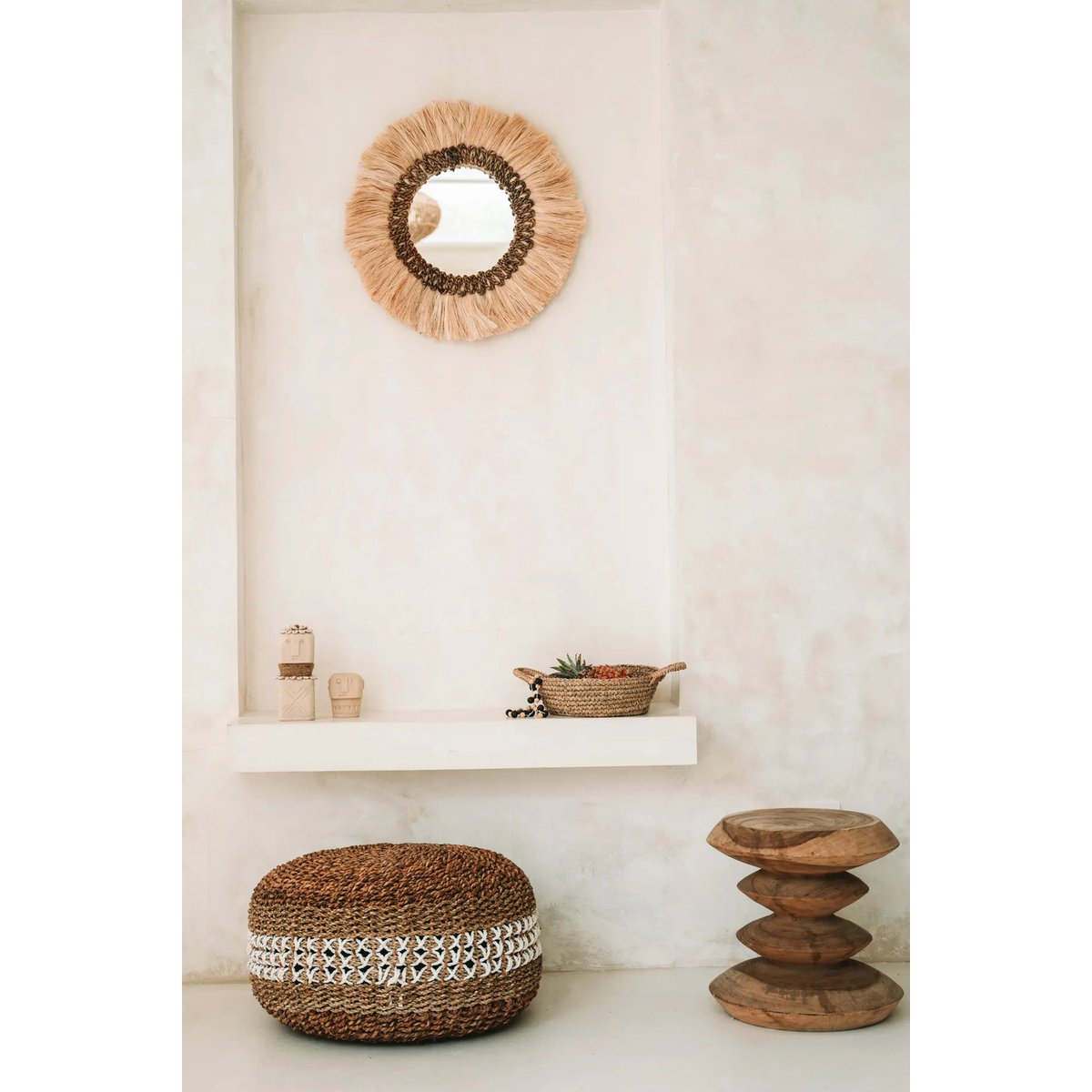 Miroir en herbe MOWGLI beige, BAZAR BIZAR