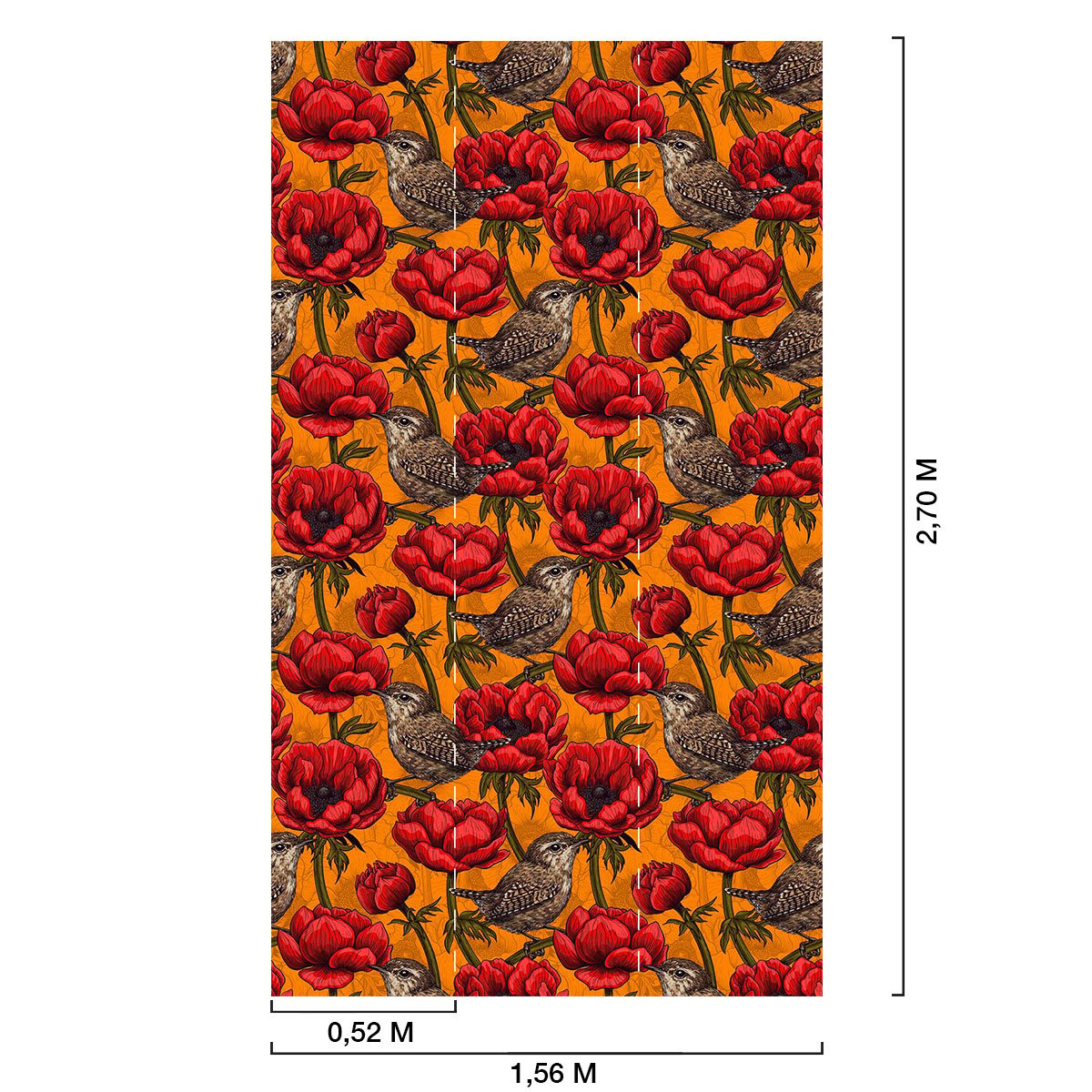 Papier peint jardin d'anémones intissé, HEXOA